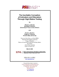The Inevitable Corruption of Indicators and Educators Through High-Stakes Testing