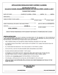 Application for Block Party (Street Closing)