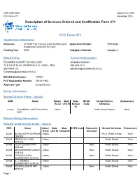 Description of Services Ordered and Certification Form 471 FCC