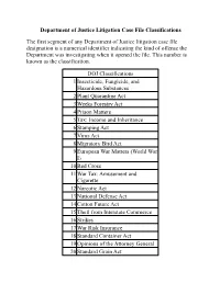 DOJ Classifications for Webpage