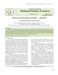 Molecular Docking Studies – a Review