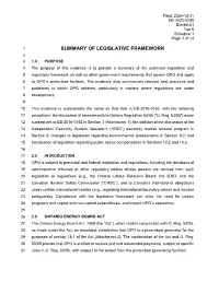 Summary of Legislative Framework
