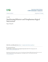 Sundowning Behavior and Nonpharmacological Intervention Migmar Wangchuk