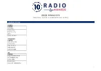 2020 FINALISTS ( S T a T I O N S L I S T E D I N Alphabetical O R D E R )