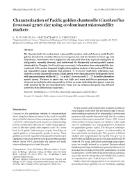Cantharellus Formosus) Genet Size Using Co-Dominant Microsatellite Markers