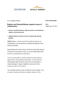 Daimler and Renault-Nissan Expand Scope of Collaboration