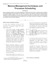 Memory Management Techniques and Processes Scheduling