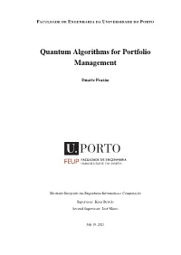 Quantum Algorithms for Portfolio Management