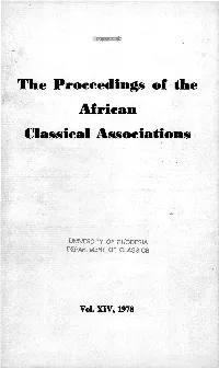 The Proeeedings of the Afriean Classieal Assoeiations
