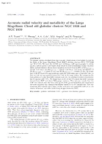 Accurate Radial Velocity and Metallicity of the Large Magellanic Cloud Old Globular Clusters NGC 1928 and NGC 1939