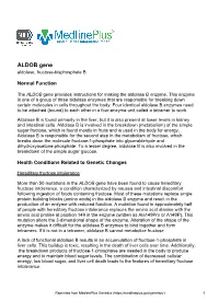 ALDOB Gene Aldolase, Fructose-Bisphosphate B