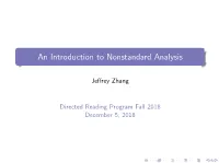 An Introduction to Nonstandard Analysis