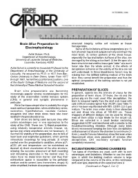 Brain Slice Preparation in Electrophysiology
