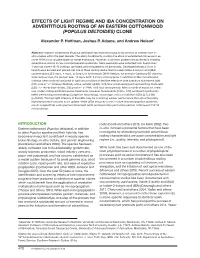 Effects of Light Regime and Iba Concentration on Adventitious Rooting of an Eastern Cottonwood (Populus Deltoides) Clone