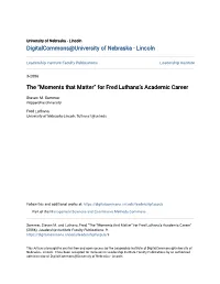 For Fred Luthans's Academic Career