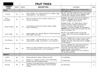 FRUIT TREES COMMON HEIGHT SPREAD DESCRIPTION POLLINATOR ZONE NAME NOTE: Some Crabapples Can Be Used to Pollinate APPLE Some Apple Trees
