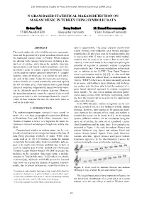N-Gram Based Statistical Makam Detection on Makam Music in Turkey Using Symbolic Data