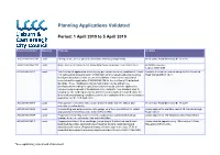 Planning Applications Validated Period