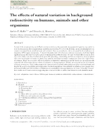 The Effects of Natural Variation in Background Radioactivity on Humans, Animals and Other Organisms
