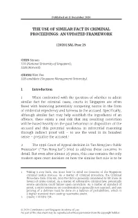 The Use of Similar Fact in Criminal Proceedings: an Updated Framework