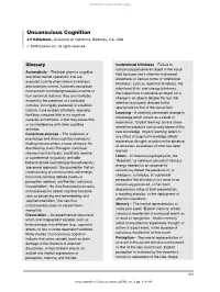 Unconscious Cognition