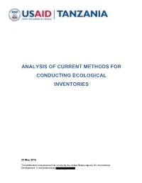 Analysis of Current Methods for Conducting Ecological Inventories