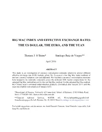 Big Mac Index and Effective Exchange Rates: the Us Dollar, the Euro, and the Yuan