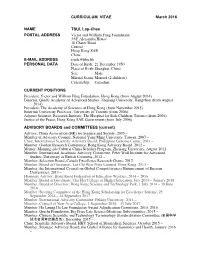 CURRICULUM VITAE March 2016 NAME TSUI, Lap-Chee POSTAL