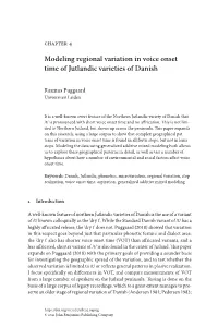 Modeling Regional Variation in Voice Onset Time of Jutlandic Varieties of Danish
