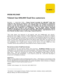 Telenet Has 600,000 Fixed Line Customers
