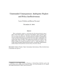 Ambiguity Neglect and Policy Ineffectiveness