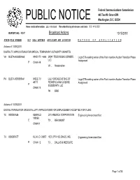Broadcast Actions 10/15/2018