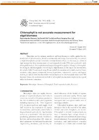 Chlorophyll Is Not Accurate Measurement for Algal Biomass Rameshprabu Ramaraj **[A], David D-W