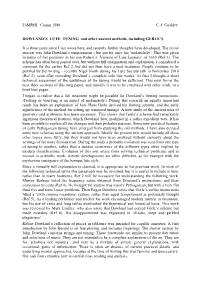 Fomrhi Comm 1986 C. J. Coakley DOWLAND's LUTE TUNING And