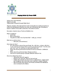 Keeping Kosher by Froma Fallik 1 Subject Area: Jewish Identity Single