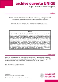 Macro-Contextual Determinants of Cancer Screening Participation and Inequalities: a Multilevel Analysis of 29 European Countries