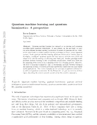 Quantum Machine Learning and Quantum Biomimetics: a Perspective
