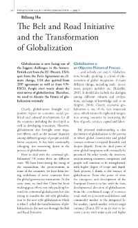 The Belt and Road Initiative and the Transformation of Globalization