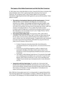 The Legacy of the Attlee Government and the Post War Consensus