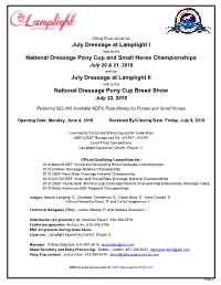 2018 July Dressage at Lamplight Prize List