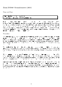 Exam DM840 Cheminformatics (2016)