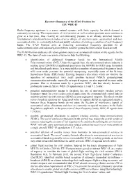 Executive Summary of the ICAO Position for ITU WRC-15 Radio