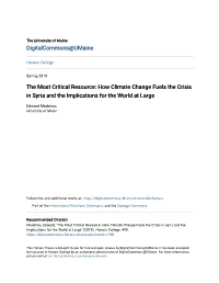 How Climate Change Fuels the Crisis in Syria and the Implications for the World at Large