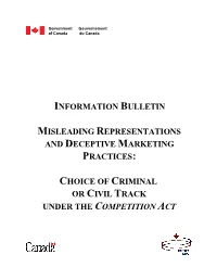 Misleading Representations and Deceptive Marketing Practices