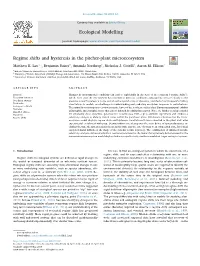 Regime Shifts and Hysteresis in the Pitcher-Plant Microecosystem T ⁎ Matthew K