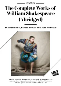 Study Guide the Complete Works of William Shakespeare (Abridged) by Alison Howard © 2011 Table of Contents