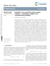 Activation of O2 and NO in Heme-Copper Oxidases &#X2013