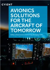 Avionics Solutions for the Aircraft of Tomorrow