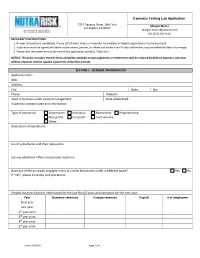 Cannabis Testing Lab Application SECTION I