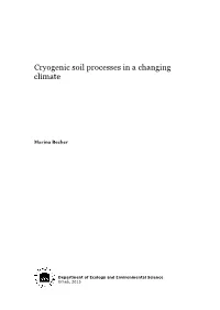 Cryogenic Soil Processes in a Changing Climate